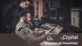  Presentation with working together - Cool new theme with sound engineer and producer working backdrop and a gray colored foreground