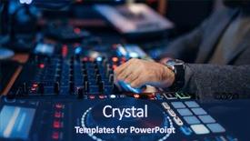  Presentation with control panel - Colorful slides enhanced with sound engineer hands backdrop and a navy blue colored foreground