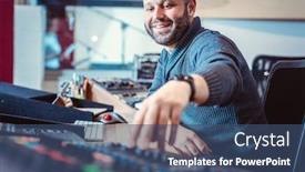  Presentation with sound - Amazing slide deck having sound-engineer-mixing-a-song backdrop and a ocean colored foreground