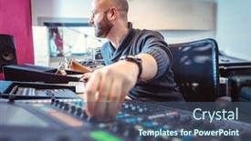  Presentation with sound - Beautiful presentation theme featuring sound-engineer-mixing-a-song backdrop and a ocean colored foreground