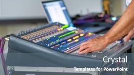  Presentation with engineer design - Colorful presentation theme enhanced with sound-engineer-working-at-mixing backdrop and a ocean colored foreground