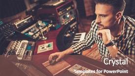  Presentation with recording studio - Slide deck enhanced with sound engineer working at mixing background and a coral colored foreground