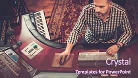  Presentation with boutique - PPT layouts featuring sound engineer working at mixing background and a tawny brown colored foreground