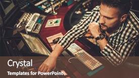  Presentation with industrial engineer - PPT theme enhanced with electro industrial - sound engineer working in boutique background and a tawny brown colored foreground