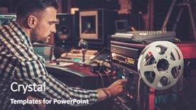  Presentation with audio professional - Cool new PPT theme with sound engineer working with professional backdrop and a dark gray colored foreground