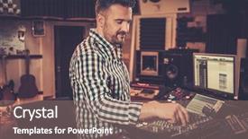  Presentation with professional audio sound - Colorful PPT theme enhanced with music producer - sound engineer working with professional backdrop and a coral colored foreground
