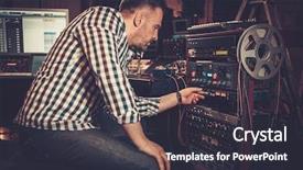  Presentation with audio - PPT layouts having sound engineer working with professional background and a dark gray colored foreground