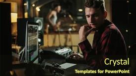  Presentation with music studio - Presentation design consisting of sound engineer working background and a wine colored foreground