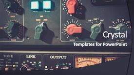  Presentation with recording studio - Amazing PPT theme having up amplifier equipment with sliders backdrop and a dark gray colored foreground