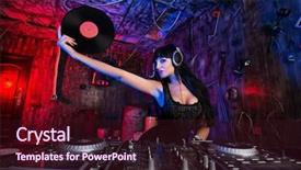  Presentation with sexy girl in stars - Audience pleasing PPT layouts consisting of sound mixer - beautiful sexual dj girl working backdrop and a  colored foreground