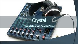  Presentation with sound - Audience pleasing PPT theme consisting of sound mixer - mixing console and headphones element backdrop and a ocean colored foreground