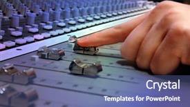  Presentation with recording studio mixing console - Slide set featuring sound mixer - recording studio mixing console background and a ocean colored foreground