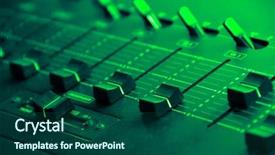  Presentation with green grass under the snow - Beautiful PPT theme featuring sound mixer console under green backdrop and a ocean colored foreground