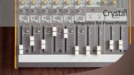  Presentation with studio audio tape - PPT theme enhanced with sound mixer equalizer board sliders background and a light gray colored foreground