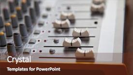  Presentation with audiotape audio studio - Theme featuring sound mixer equalizer board sliders background and a tawny brown colored foreground
