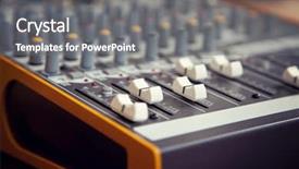  Presentation with audio - PPT layouts consisting of sound mixer equalizer board sliders background and a gray colored foreground