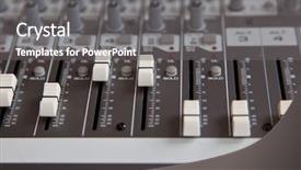  Presentation with sound - Beautiful slides featuring sound mixer equalizer board sliders backdrop and a gray colored foreground
