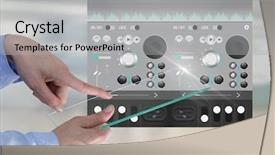  Presentation with music production - Cool new slides with sound music and audio production backdrop and a light gray colored foreground