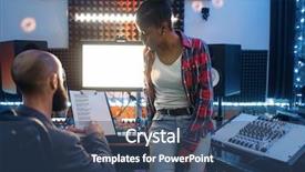  Presentation with performer - Colorful PPT theme enhanced with sound operator and female performer backdrop and a ocean colored foreground