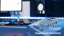  Presentation with performer - Beautiful PPT theme featuring sound operator and female performer backdrop and a ocean colored foreground