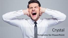  Presentation with ears - Presentation theme consisting of sound pollution - businessman covering his ears background and a light blue colored foreground