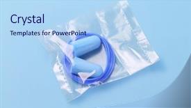  Presentation with ear pollution - Presentation theme consisting of sound pollution - ear plugs in sealed plastic background and a light blue colored foreground
