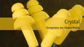  Presentation with black yellow - Amazing PPT theme having sound pollution - yellow ear plugs backdrop and a  colored foreground