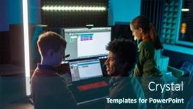  Presentation with sound - Slide set with sound-producer-mixing-track background and a ocean colored foreground