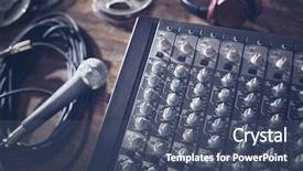  Presentation with tape recording studio - Beautiful slide deck featuring sound recording studio mixer desk backdrop and a ocean colored foreground