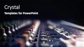  Presentation with music production - PPT theme with sound recording studio mixing desk for music production background and a black colored foreground