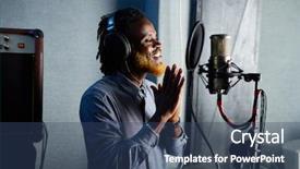  Presentation with recording studio - Colorful slide set enhanced with sound recording backdrop and a ocean colored foreground