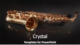  Presentation with shiny - Beautiful theme featuring sound reflection light - golden shiny saxophone on black backdrop and a dark gray colored foreground