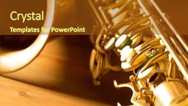  Presentation with vintage retro - Slide set featuring sound reflection light - sax golden tenor saxophone background and a tawny brown colored foreground