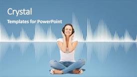  Presentation with blue music - Audience pleasing theme consisting of teen girl in headphones backdrop and a teal colored foreground
