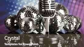  Presentation with sound waves - Presentation design with sound waves microphone with disco balls background and a tawny brown colored foreground