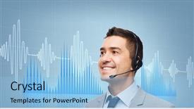  Presentation with sound signal - Audience pleasing theme consisting of soundwave - business people technology and service backdrop and a light blue colored foreground