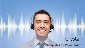  Presentation with sound signal - Beautiful PPT theme featuring soundwave - business people technology and service backdrop and a light blue colored foreground