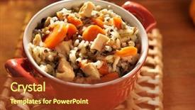  Presentation with chicken little chicks - PPT theme having soup- chicken and wild rice background and a tawny brown colored foreground