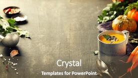  Presentation with soup - Amazing slide deck having soup in a metal pot backdrop and a coral colored foreground