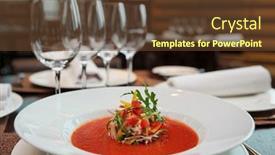  Presentation with soup - Colorful presentation theme enhanced with soup-on-table-in-expensive backdrop and a tawny brown colored foreground