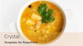  Presentation with soup - PPT theme with soup-on-the-white-background background and a gold colored foreground