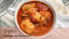  Presentation with soup - Presentation theme featuring soup-pot-with-chicken-tikka background and a red colored foreground
