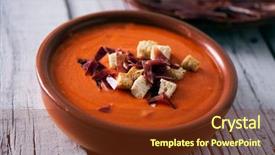  Presentation with spanish cuban cultural - Audience pleasing PPT layouts consisting of soup topped with serrano ham backdrop and a tawny brown colored foreground