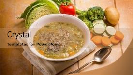  Presentation with quinoa - Presentation theme enhanced with soup vegetable with quinoa mix background and a gold colored foreground