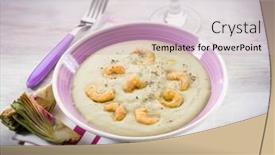  Presentation with shrimp - Cool new slides with soup with artichoke and shrimp selective focus backdrop and a soft green colored foreground