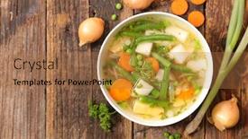  Presentation with soup - Presentation theme with soup-with-broth-and-vegetable background and a coral colored foreground