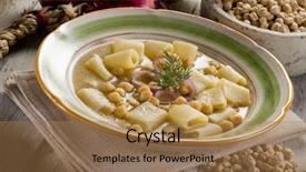  Presentation with pasta - Beautiful theme featuring soup with chickpeas and pasta backdrop and a coral colored foreground