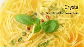  Presentation with noodles - PPT layouts consisting of soup with egg noodles and spices background and a yellow colored foreground