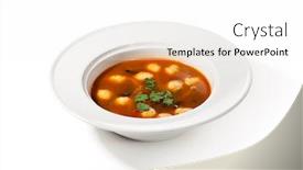  Presentation with soup - Colorful presentation design enhanced with soup-with-fishball-and-parsley backdrop and a white colored foreground