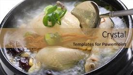  Presentation with korean food - Presentation theme with soup with ginseng korean food background and a coral colored foreground
